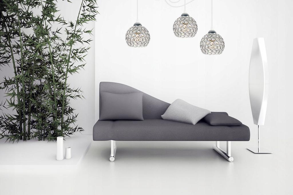 CHROME SPIDER HANGING LAMP, CRYSTAL CEILING