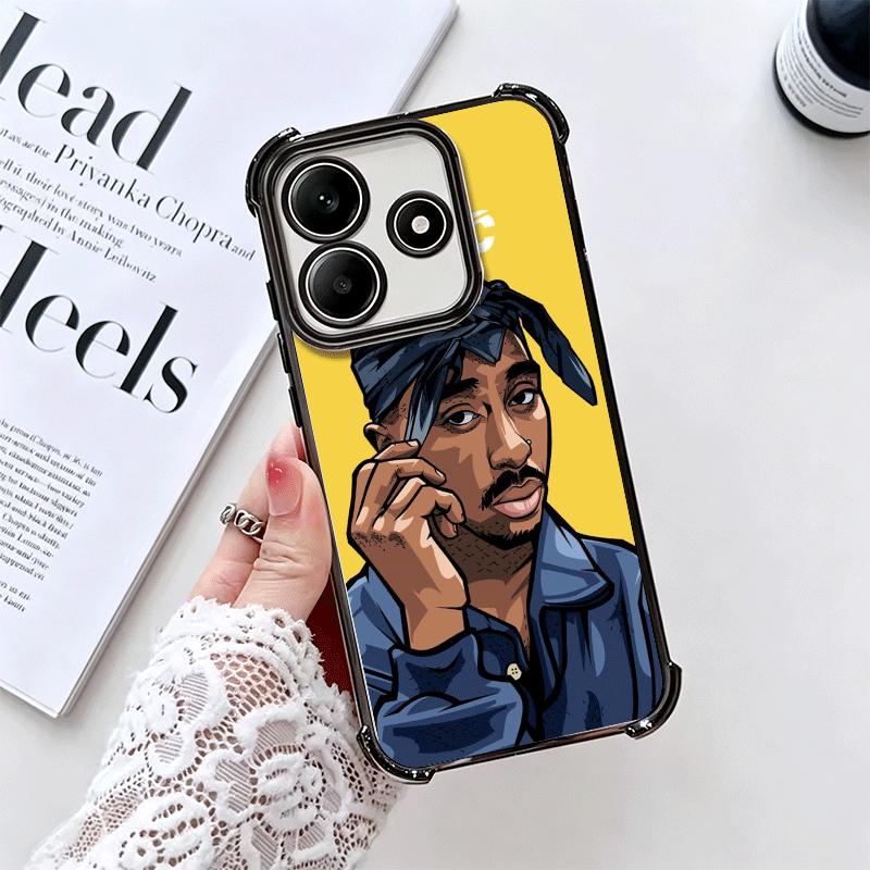 Rapper 2pac Singer Tupac Soft Phone Case For Xiaomi Redmi Note 14 15 Pro Plus 13 12 11S 11T 5G 10 9S 9 Plating Anti-Fall Fundas