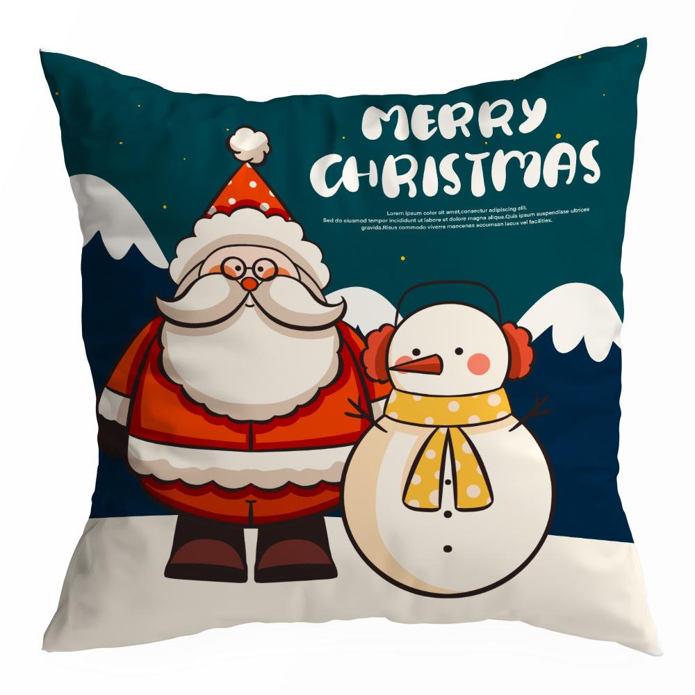 Christmas Pillowcase Cartoon Santa Claus Home Sofa Car Cushion Printed Pillowcase