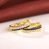 Huitan Stylish Gold Color Hoop Earrings for Female Fashion White/black Zirconia Accessories for Engagement Trendy Jewelry Gift