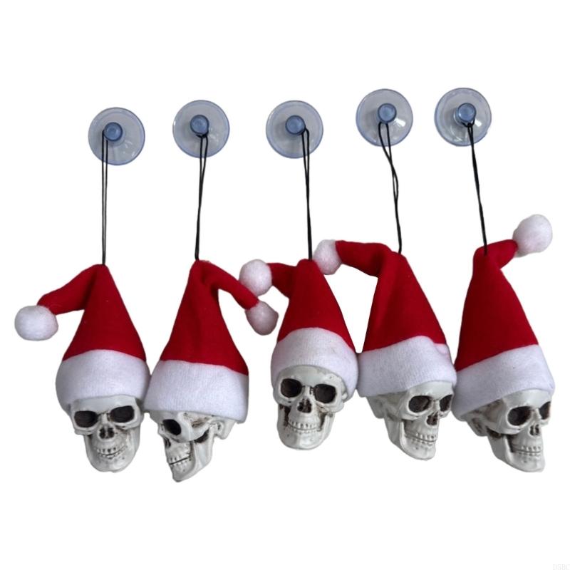 5Pcs Funny Cartoon Skeleton Santa Hat Hanging Ornament Christmas Tree Decoration China Mainland