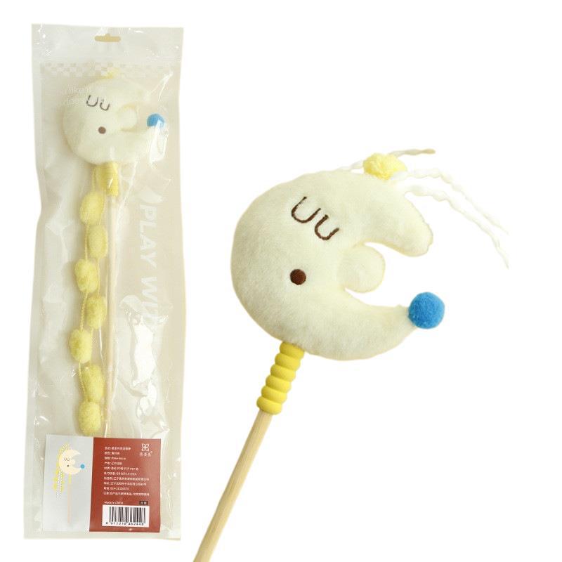 Cat Teaser Toy: Star Moon Tassel Rod with Plush Doll
