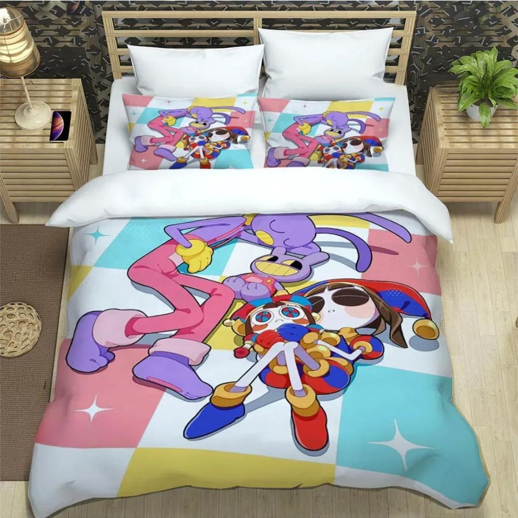 Anime The Amazing Digital Circus Duvet Cover Set 3D Print Digital Circus Bedding Sets For Boys Girls Twin Queen King Size