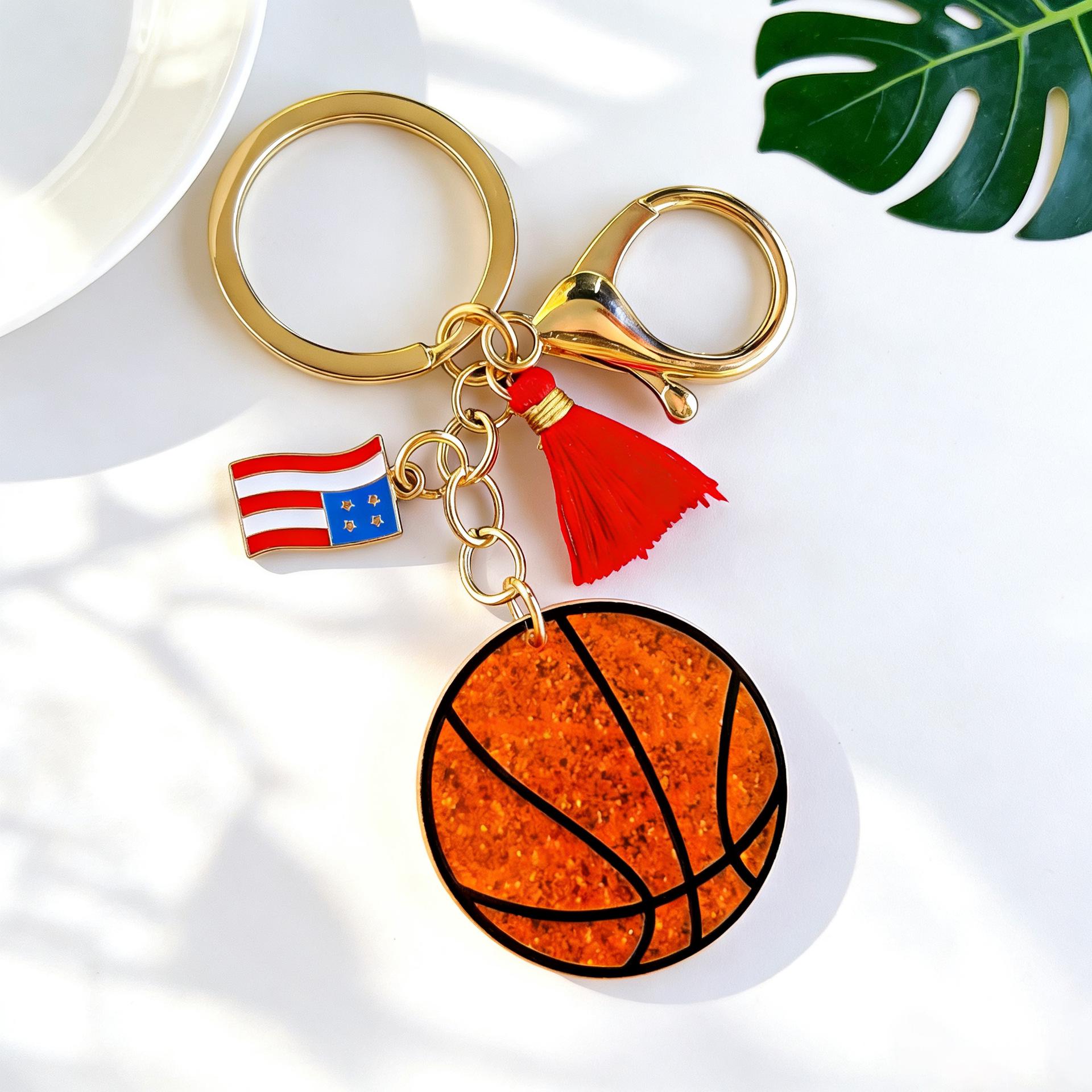 World Cup Keychain: Acrylic Sports Ball Pendant (Basketball, Rugby, Football, Baseball)
