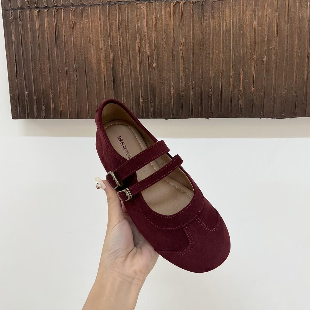 

Mary Jane shoes women s 2025 autumn French shallow mouth single shoes flat red ballet shoes soft leather soft sole women s shoes 39