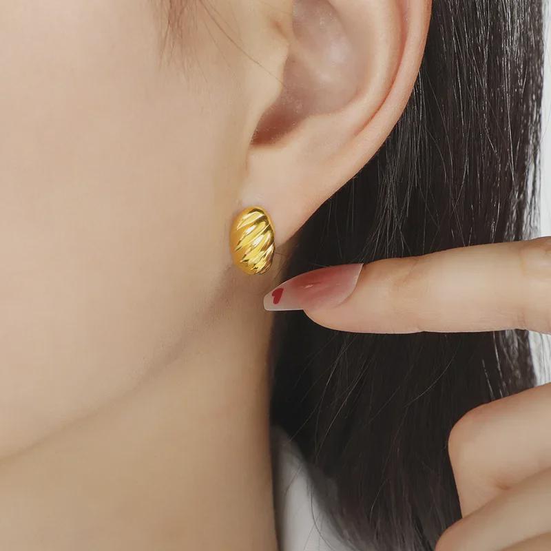 Elegant European & American Horn Bag Earrings - Women's Luxury Titanium Steel French Design