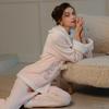 Women’s Plush Sleeping Suits Sexy Thick Velvet Embroidered Outer Robe and Pants Lounge Pajamas Comfortable Clothing