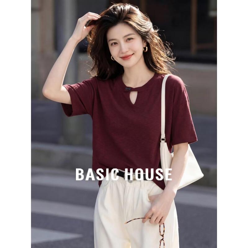 Basic House Women s Hollow Knit Short Sleeve T-Shirt M белый