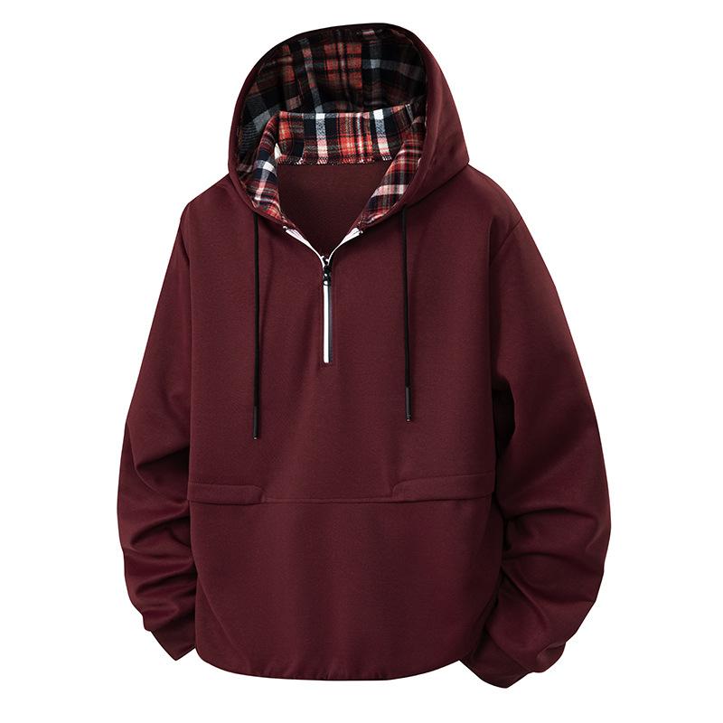 Hooded Outerwear Men's Spring and Autumn Loose Casual Half Cardigan Zipper Hoodie