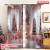 Set Of 2 Flat Printing Christmas Drapes Pink Fireplace Fabric Without Electricity Spring Party Holiday Decor Curtains Made Polyester Machine Washable