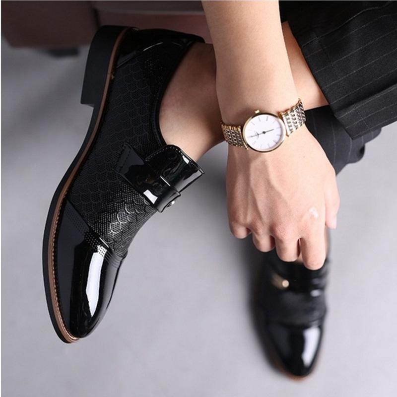FashionLeather Business Men Shoes Slip On Formal Dress Office Shoes Men Oxfords Footwear Alligator Pattern Leather Shoes for Man