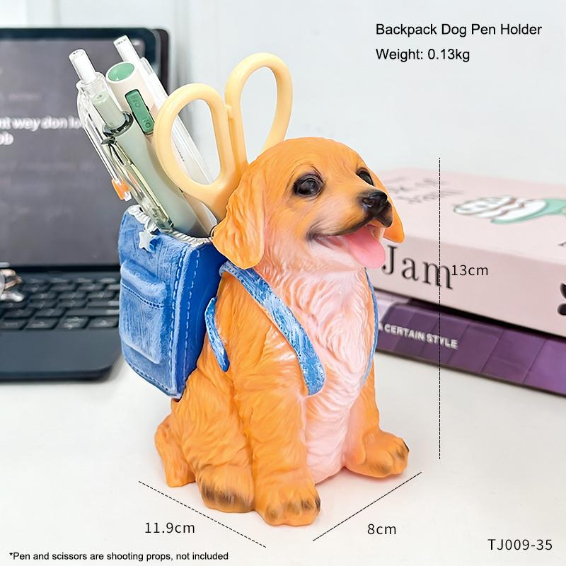 

Cute Backpack Dog Pen Holder Home Pen Cylinder Storage Ornament Office Desktop Decoration Ornaments Commemorative Gift
