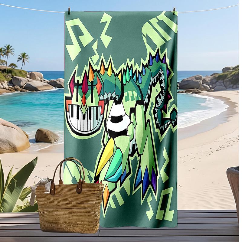 Pianosaurus Printed Quick Dry Beach Towel Super Absorbent Soft Lightweight Bath Towel for Pool Summer Travel