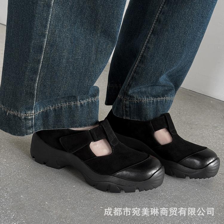 Fashion splicing T-band Velcro sports single shoes women's 2025 autumn muffin platform casual Mary Jane single shoes