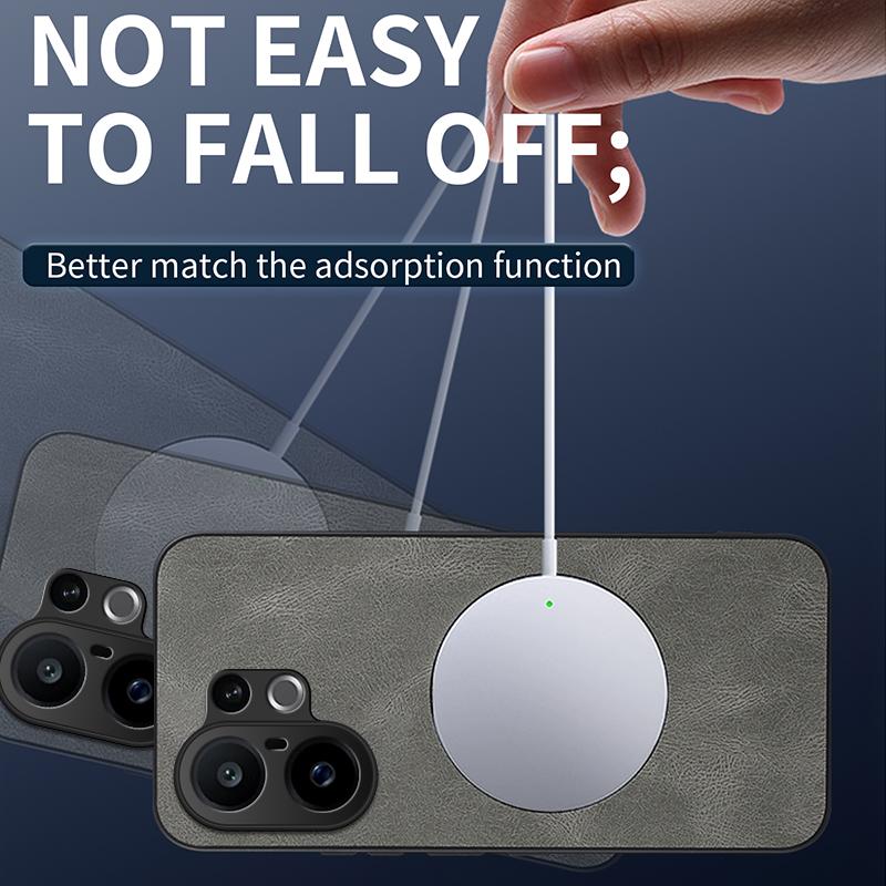 For vivo S30 Pro mini/vivo X200 FE Case Simple Stylish Magnetic Suction Luxury PU Leather Skin-friendly Anti-drop Back Cover