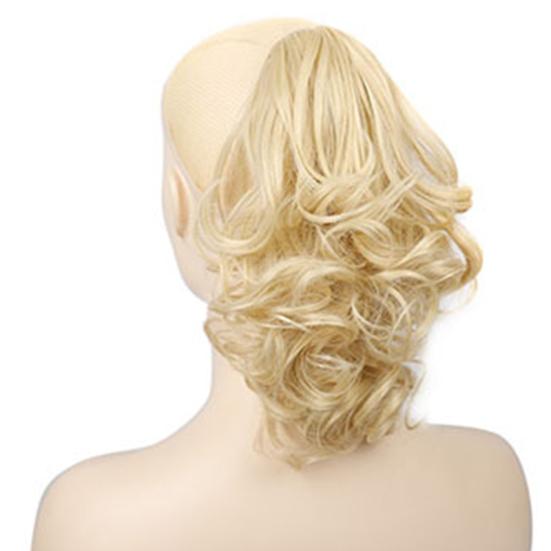 Women Wig Ponytail Style Soft Inner Ponytail Extension Temperature Fiber Mesh High Short Wavy Black Brown Hair