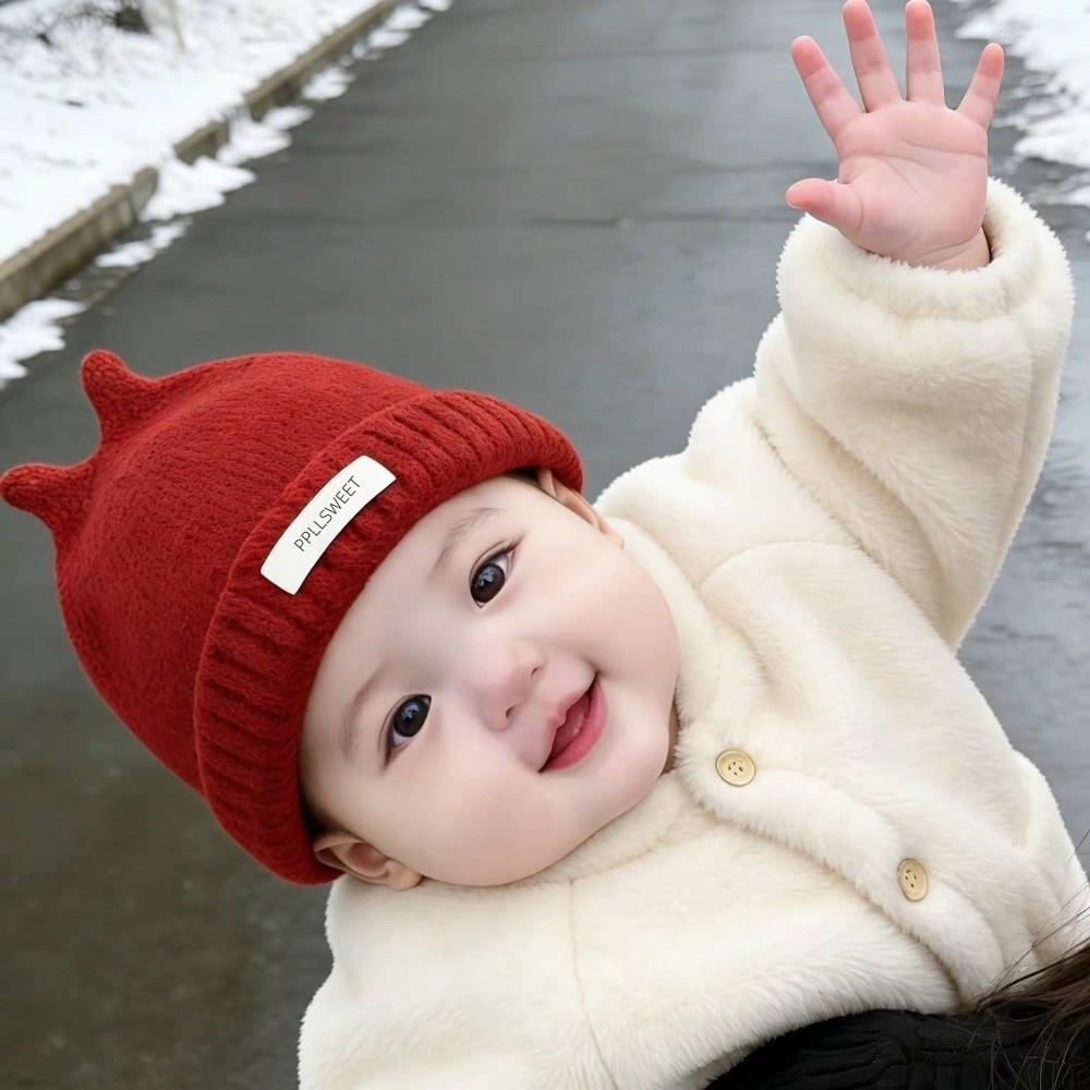 Warm Toddler Knitted Beanie Antenna Detail Pull-On Hat Durable Baby Knit Cap Boys Girls