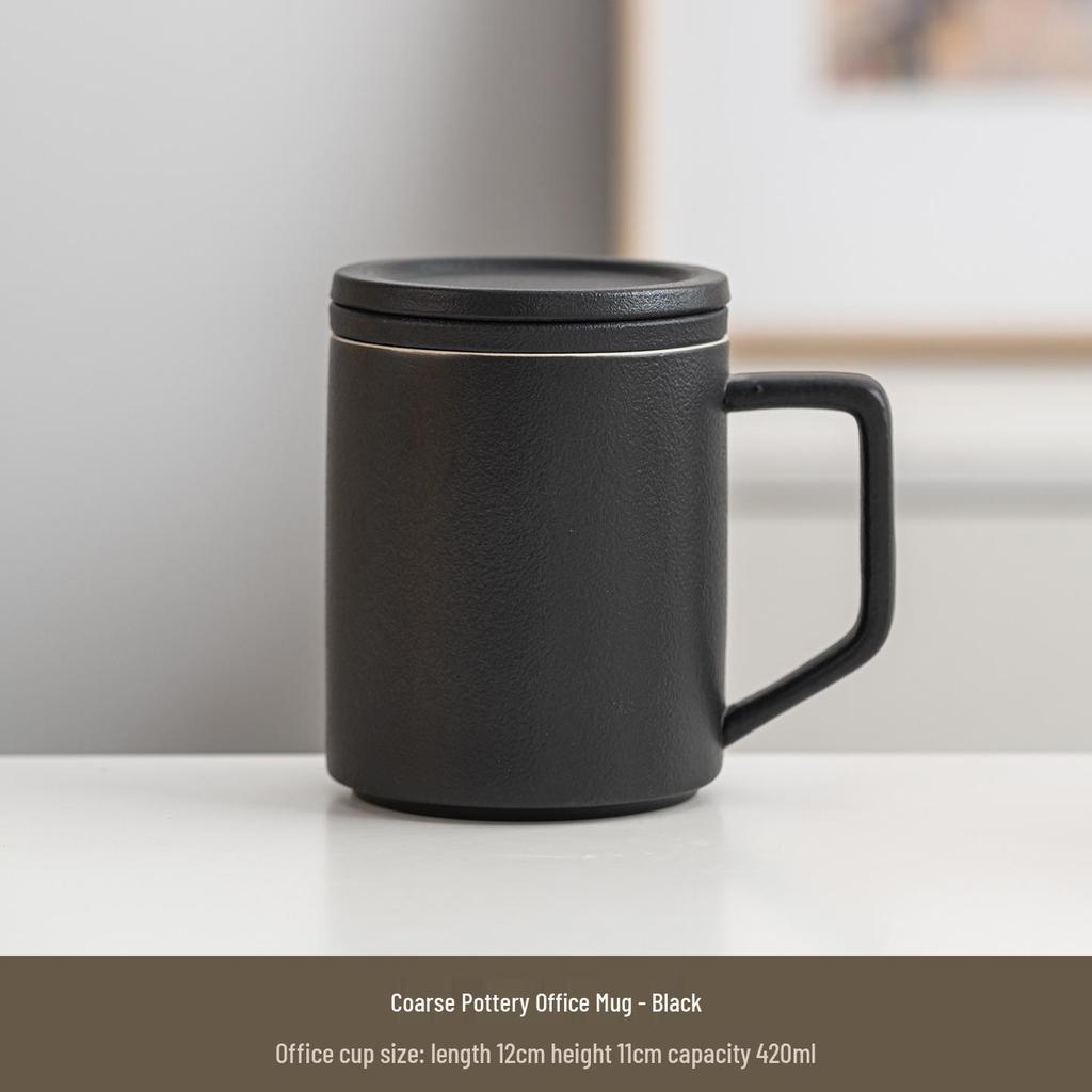 Ceramic Tea and Water Separation Mug with Lid and Filter - Office Event Souvenir