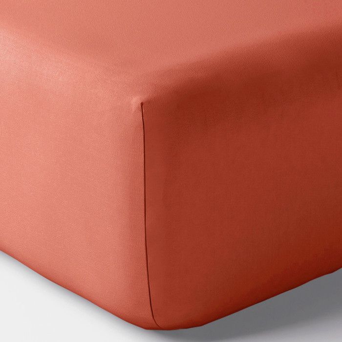 Drap housse percale "Julian" avec bonnet 35 cm toutes dimensions Coton Pur - Julian Terracotta - 200 x 200 cm bonnet de 35 cm