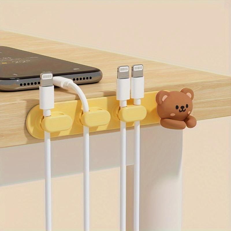 1 Stück Niedliche Tier Schreibtischorganizer Entzückende Bär- & Panda-Kabelklemmen, Wandmontiertes Kabelmanagement Robuste Kunststoff-Kabelklemmen