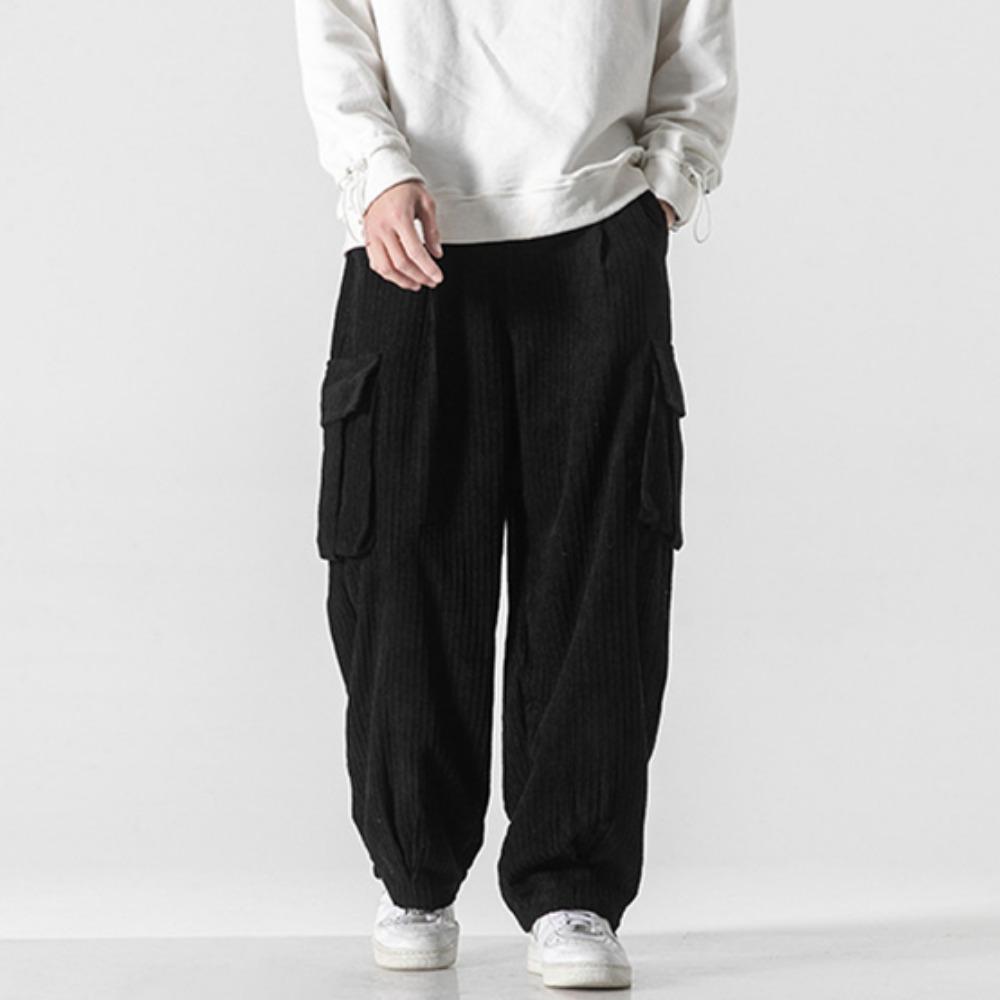 Herbst Casual Herrenhose Koreanische Version Cord Einfarbig Overalls Straße Weite Beinhose Trend Große Größe Alle-match Hose