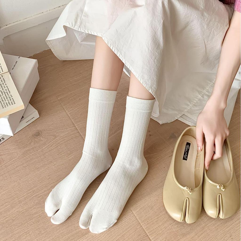Japanese Stripe Wide Tabi Socks: Minimalist Split-Toe Cotton for Spring/Summer