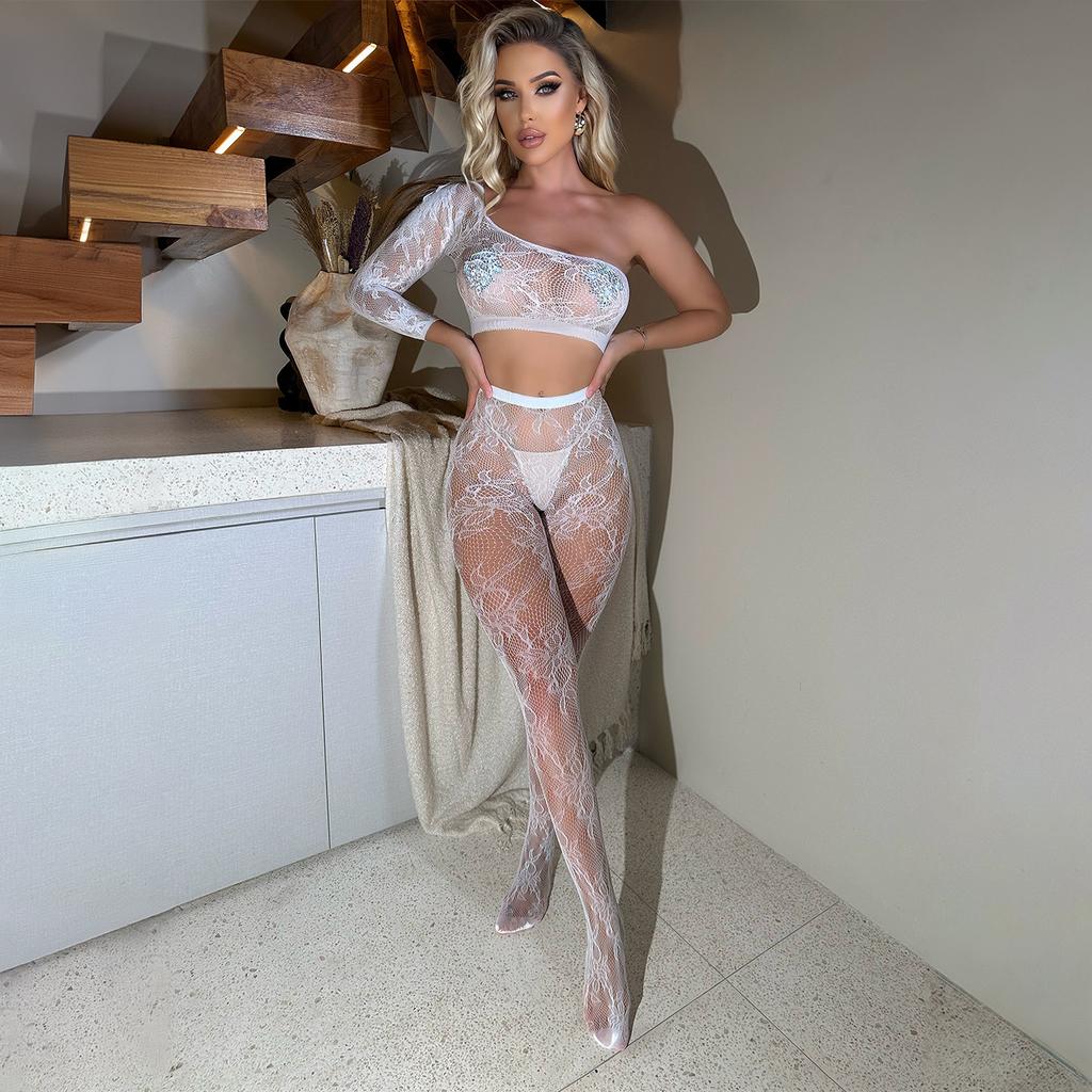 Bodysuit Tight Hollowed Out See Through Thin Exposed Breast Two-piece Set Lingerie Latex Bodysuit Woman See-through Sex Shop Xxx