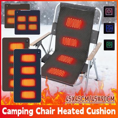 Camping Chair Heated Mat 4 Heated Areas USB Electric Heating Pad Winter Thermal Warming Seat Cushion 3 Gear Adjust Temperature