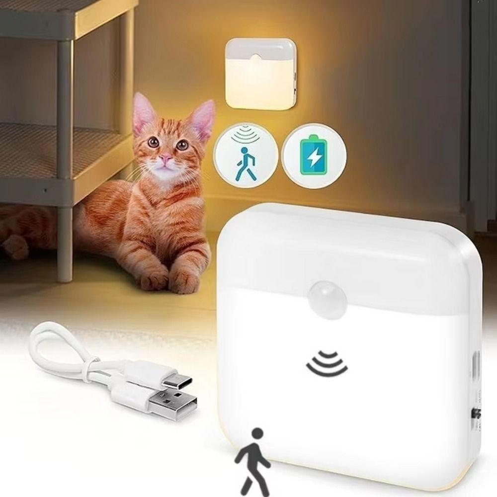 Square LED Night Light Rechargeable Wireless Motion Sensor Light Human Induction Large Smooth Surface Wall Lamp Toilet