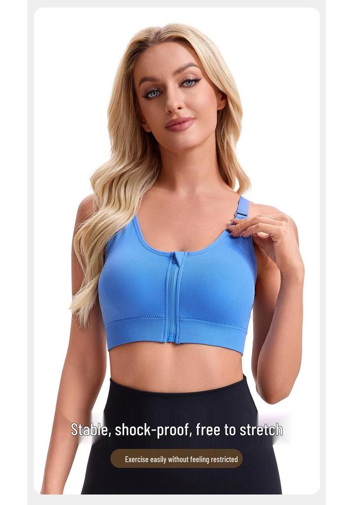 Women's Front Zip Sports Bra - Running, Yoga, Fitness Beautiful Back Design