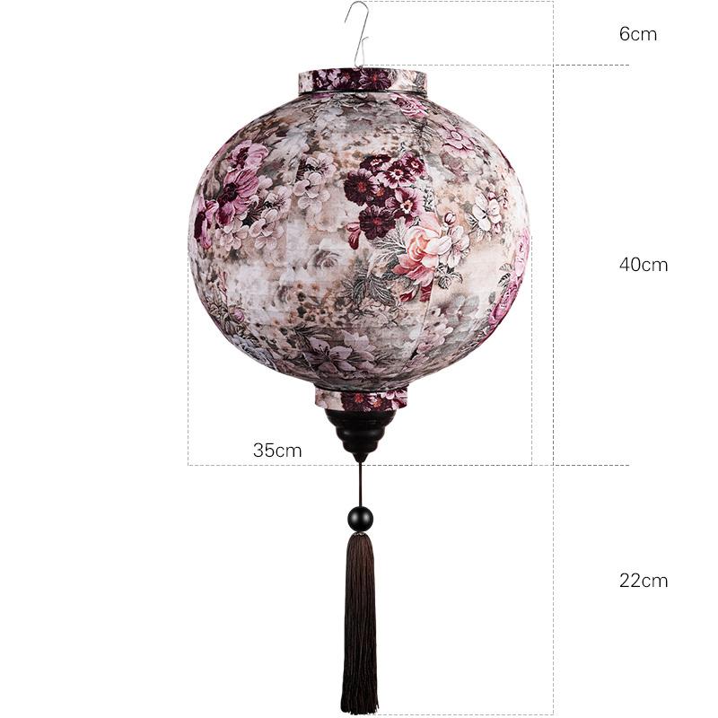 12/14inch Traditional Chinese Style Flower Printing Silk Lantern Outdoor Spring Festival Decor Vietnam Mid-autumn Round Lantern
