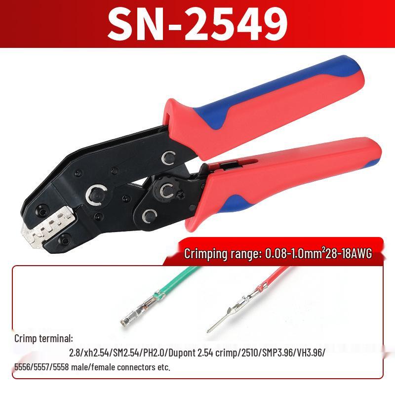 Spring Insert Ratchet Crimping Pliers SN-58B - Cold Press & Insulated Terminal, Multi-Jaw Bare Terminal Crimp Pliers.