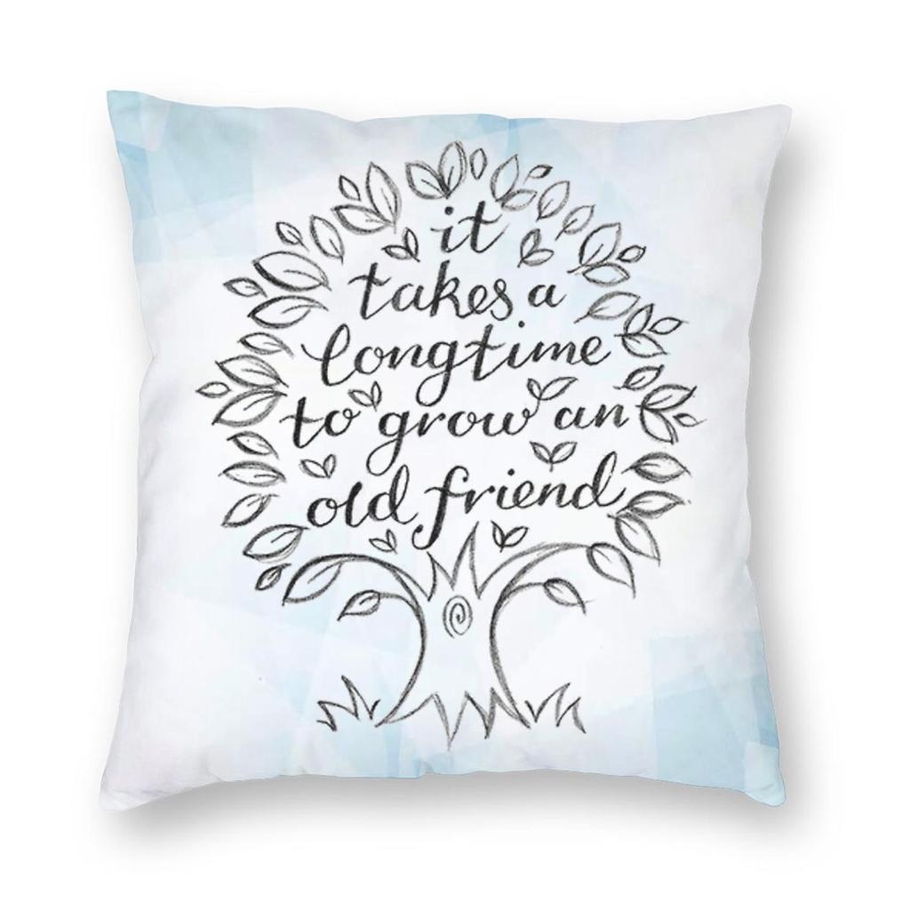 Friendship Square Pillowcase Polyester Linen Velvet Creative Zip Decorative Car Cushion Cover