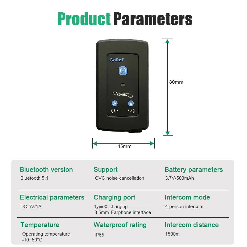 GoRef 4-Person Full-Duplex Bluetooth Referee Intercom