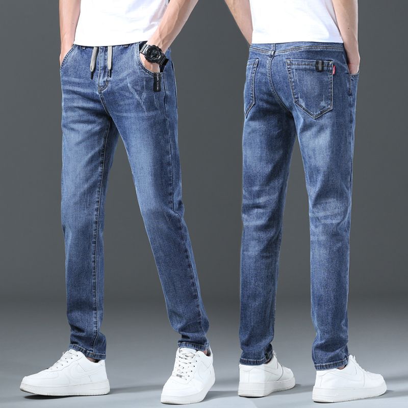 

2025 New Spring Summer Men s Jeans Stretch Slim Fit Straight Men s Pants Trendy Casual Versatile Long Pants Trendy Men 28 синій