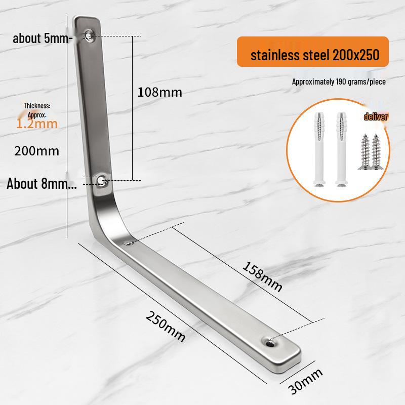 Stainless Steel Curved Wall-Mounted Triangular Shelf Bracket