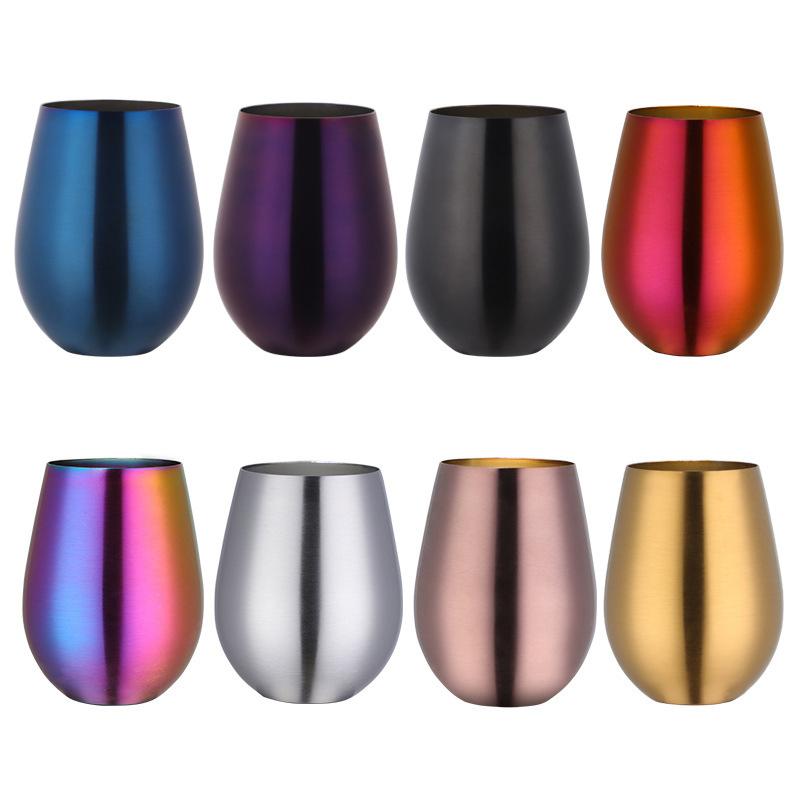 New Stainless Steel Wine Cup With Straw Single Layer Metal Drinking Mug Multifunction 500Ml Big Belly Cup Outdoor Drinkware