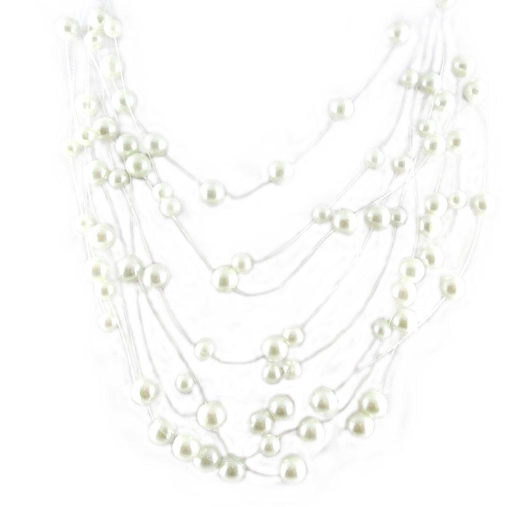 Les Trésors De Lily [L2675] - White 'Sissi' Necklace (9 Rows)
