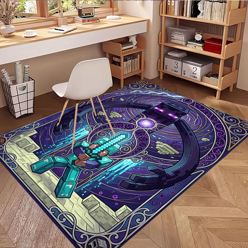 Minecraft1 (4) Print Rug, Washable Floor Carpet, For Entryway Dorm Laundry Room Office Study, Home Decor Birthday Christmas Gift