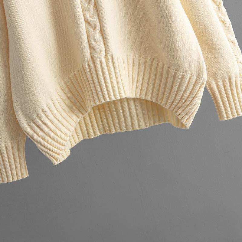 Fall Winter Lazy Wind Loose Half High Collar Pullover Sweater Suit Women's Solid Color Long Sleeve Twist Knit Skirt Two Piece Sets