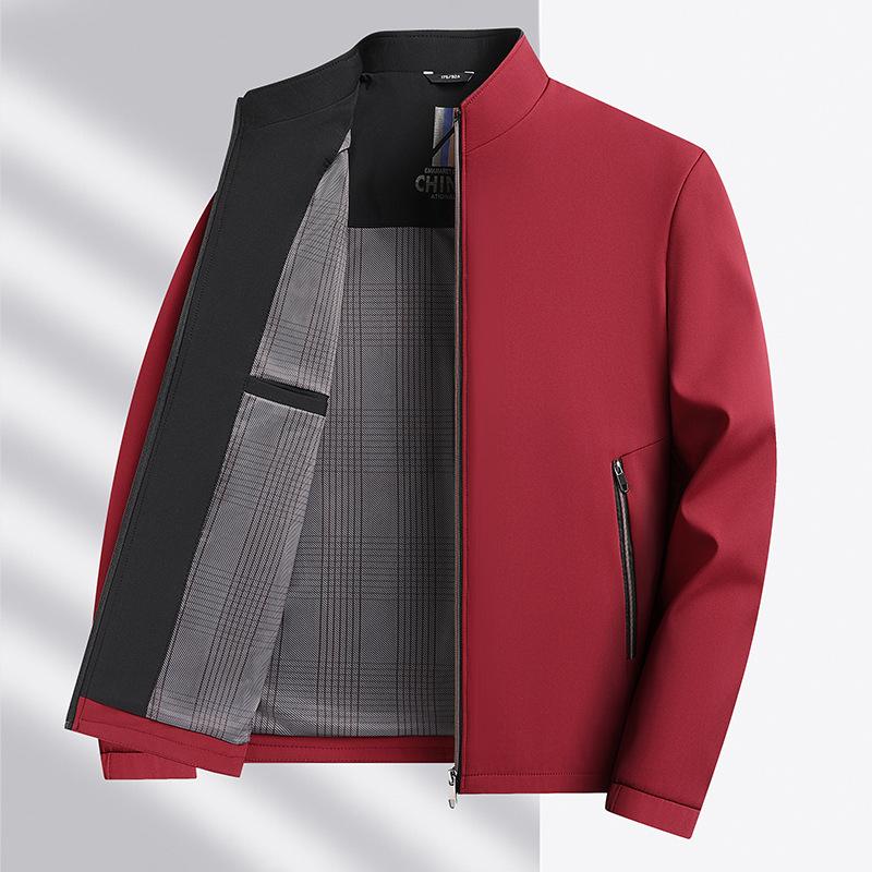 New Spring and Autumn Middle and Old Men's Jacket Stand-Up Neck Jacket-0-Year-Old Dad Thin Loose Top