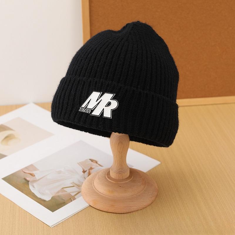 Korean Style Autumn and Winter Label Woolen Hat for Women Velvet Thickened Warm Knitted Hat Versatile Fashionable Cold Hat