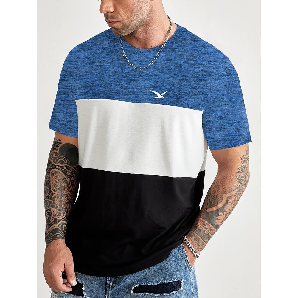 

Casual T-Shirt For Men Contrast Color Graphic T Shirts 3D Printing Short Sleeve Loose O-Neck Tee Oversized Men s Clothing Tops 4XL