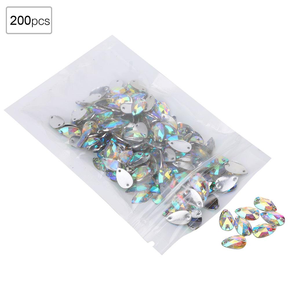 200 Pcs   Bd Acrylic Resin Drip Sewing Rhinestone Buttons 7x12mm Shoe Decoration less thanbr(  Coloured )