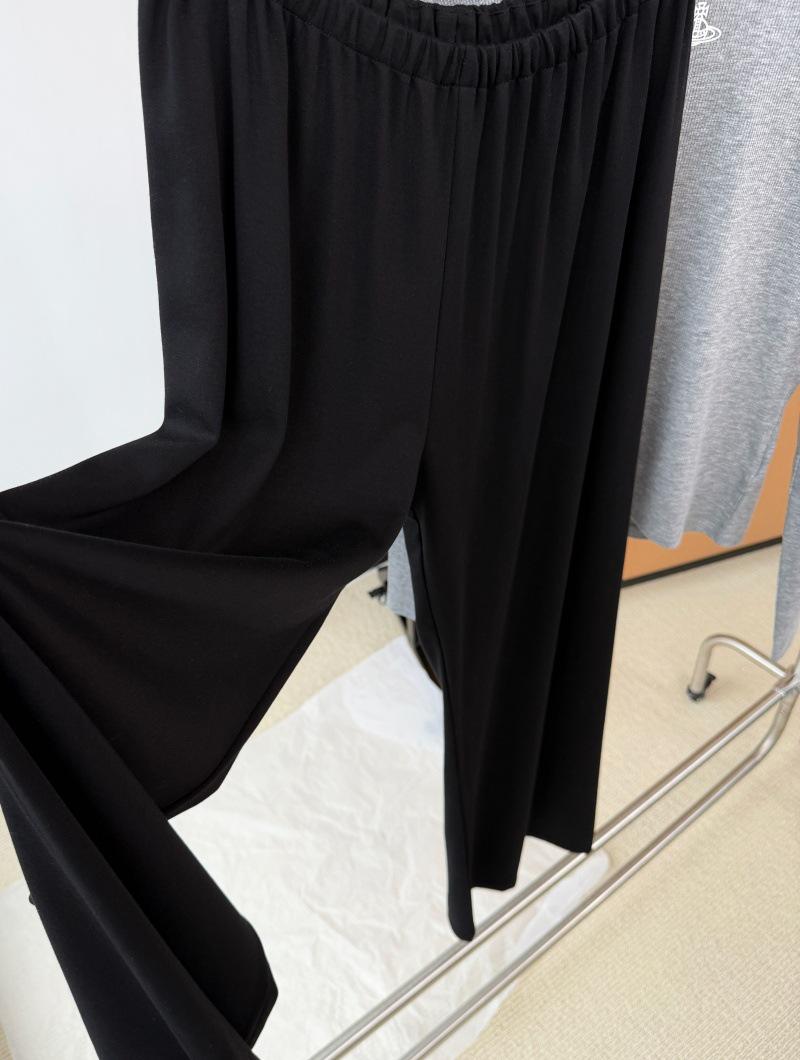 Women s Double-Sided Air Cotton Wide-Leg Pants – Slimming, Elastic Waist, Comfortable Medium чёрный