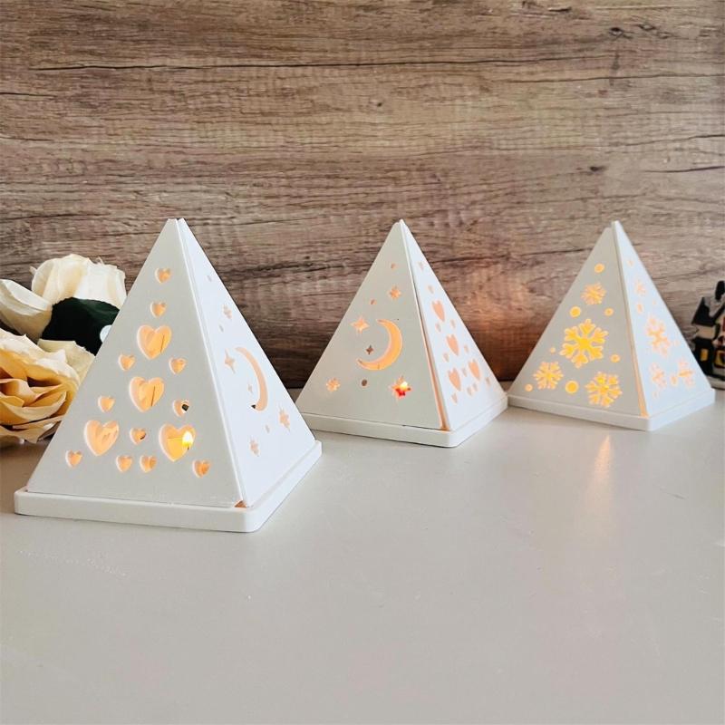 3D Candlestick Silicone Mold Pyramid Shaped Candle Base Mold Gypsum Candle Holder Epoxy Mould Home Decorations Mould