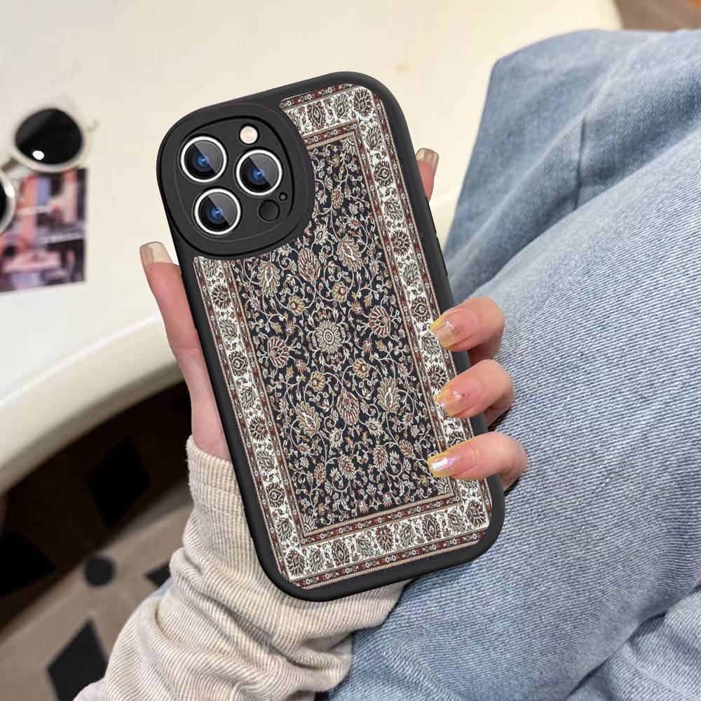 Persian Carpet Floral Pattern Phone Case For IPhone 16 15 14 13 12 11 Pro Max Plus Leather Shockproof Cover