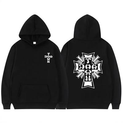 Nuova Felpa con Cappuccio Dogtown Og Stampa Logo Nero Bianco Uomo Donna Autunno Inverno Pile Streetwear