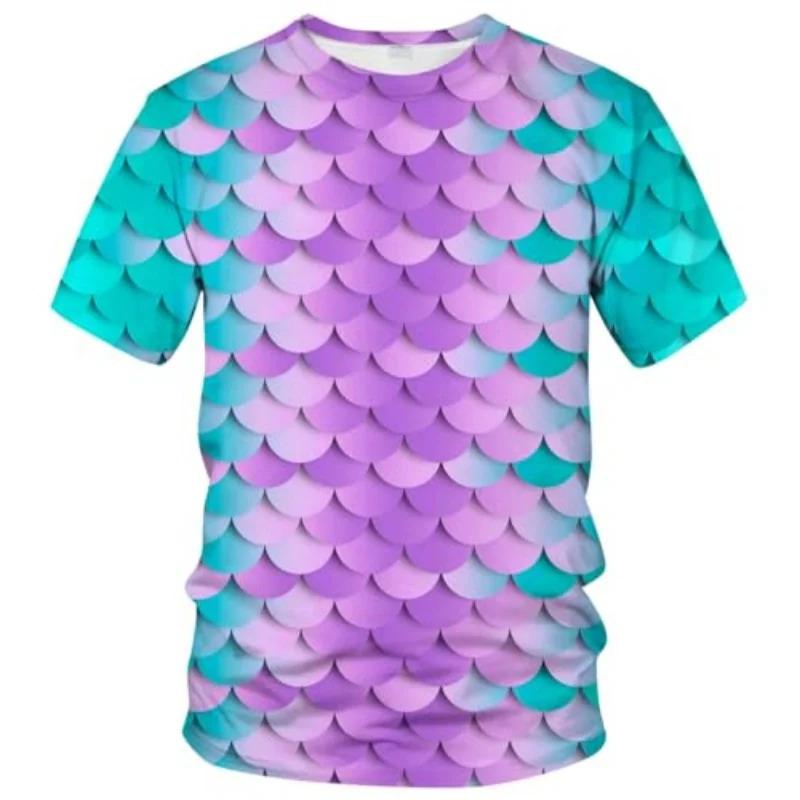 Funny Fish Scale Pattern 3D Print Tshirt Men And Women Summer Fashion Personality O Neck Short Sleeve T Shirt Casual Kid Tee Top