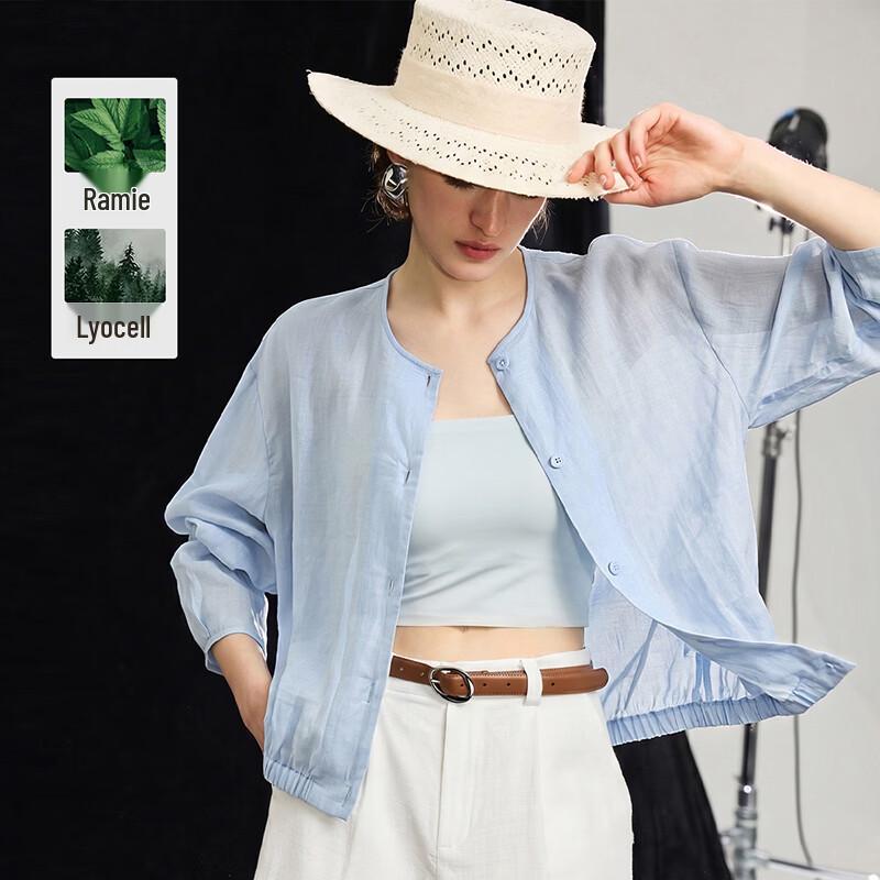 Women s Tencel Ramie Sun Protection Cardigan Shirt L